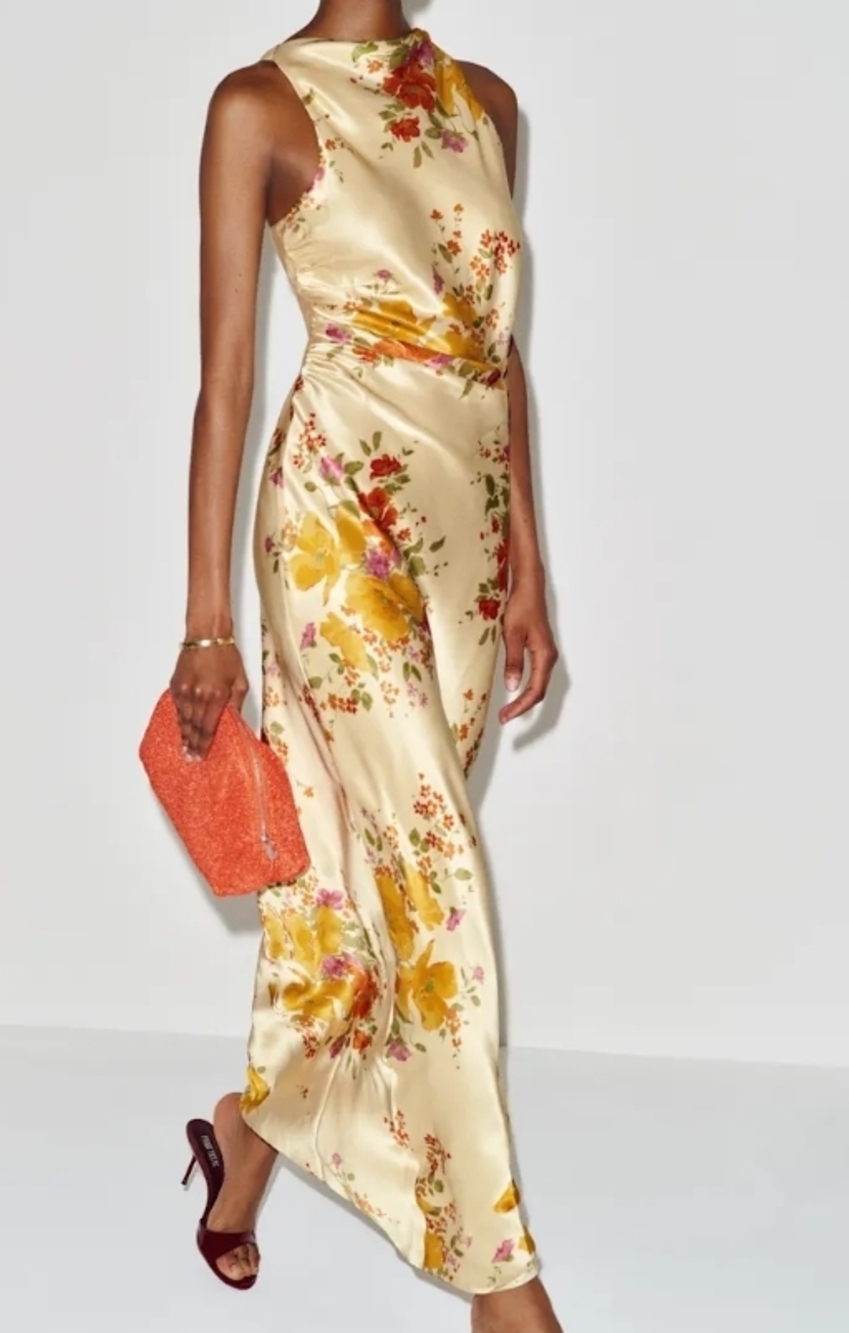 Reformation Anaiis Silk Dress Yellow - Size 10
